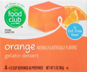 Food Club Orange Gelatin Dessert 3 oz