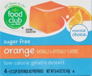 Food Club Essential Choice Sugar Free Low Calorie Orange Gelatin Dessert 0.44 ea