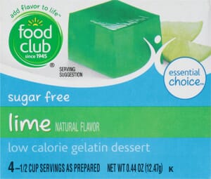 Food Club Essential Choice Sugar Free Low Calorie Lime Gelatin Dessert 0.44 oz