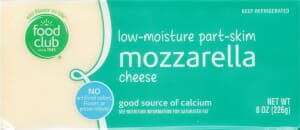 Food Club Low-Moisture Part-Skim Mozzarella Cheese 8 oz