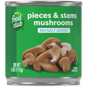 Food Club No Salt Added Pieces & Stems Mushrooms 4 oz