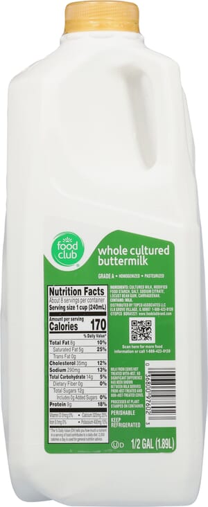 Food Club Whole Cultured Buttermilk 0.5 gal