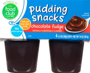 Food Club Chocolate Fudge Pudding Snacks 4 ea