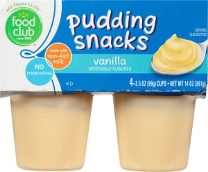 Food Club Vanilla Pudding Snacks 4 ea