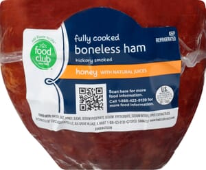 Food Club Hickory Smoked Boneless Honey Ham with Natural Juices 1 ea