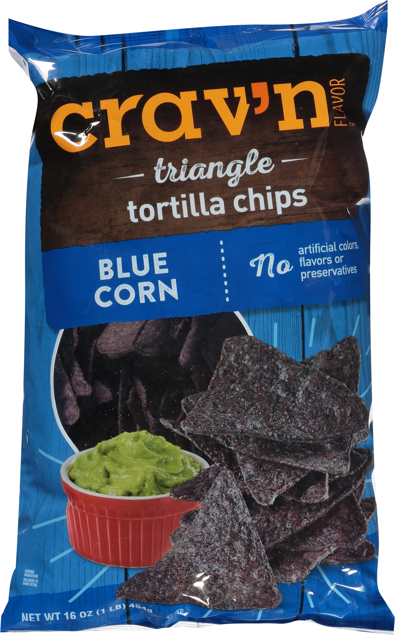 Crav'n Flavor Triangle Blue Corn Tortilla Chips 16 oz