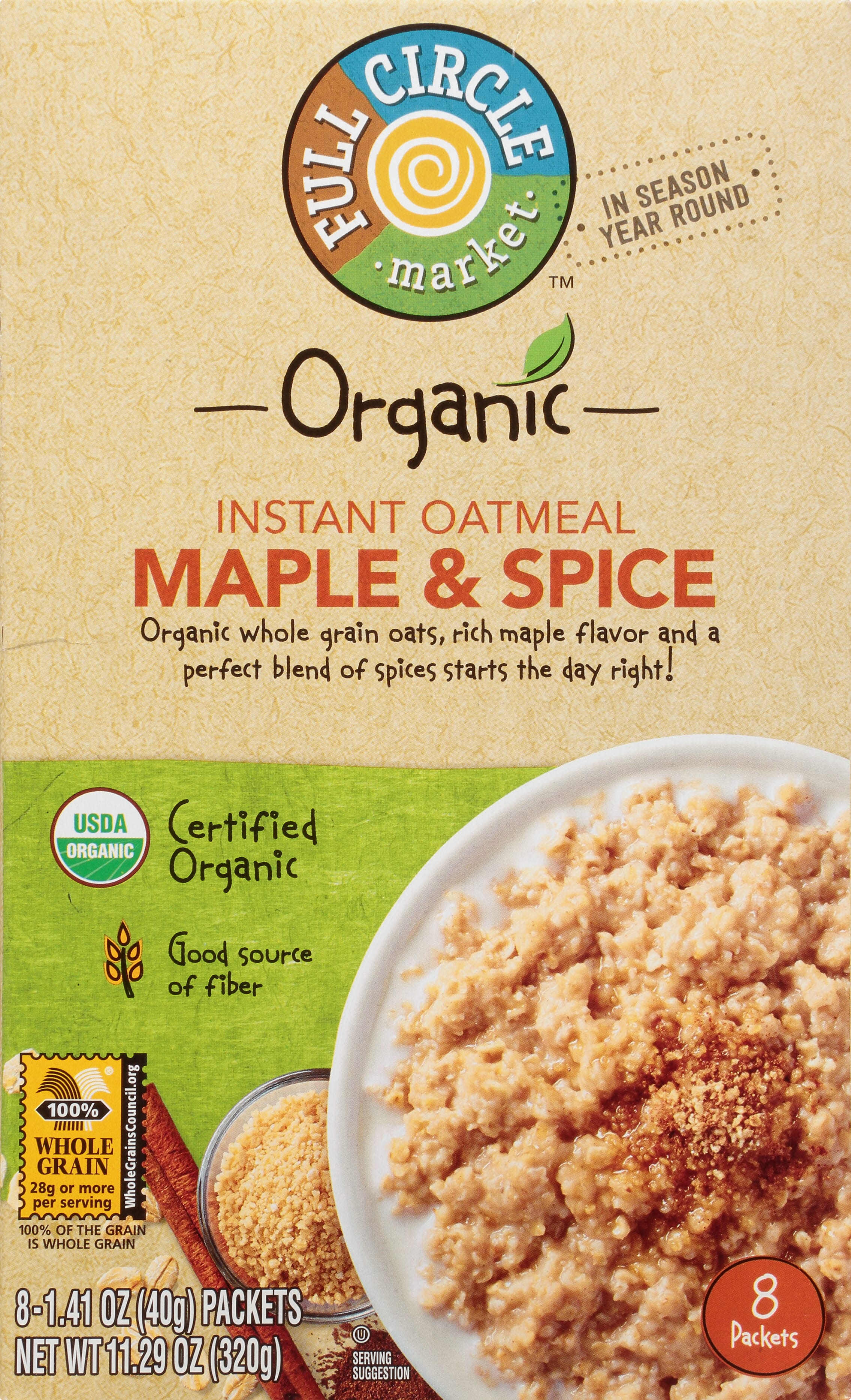 ミルク Full Circle Market Organic Maple & Spice Instant Oatmeal 8