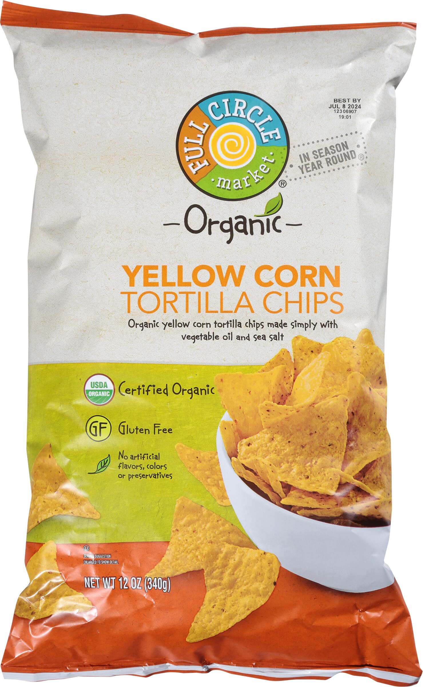 Full Circle Market Organic Yellow Corn Tortilla Chips 12 oz