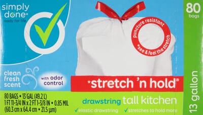 https://topco.sirv.com/Products/SD/011225005909PREA082000/Simply-Done-Stretchn-Hold-Drawstring-13-Gallon-Clean-Fresh-Scent-with-Odor-Control-Tall-Kitchen-Garbage-Bags-80-ea_5.jpg?scale.option=fill&w=400&h=0