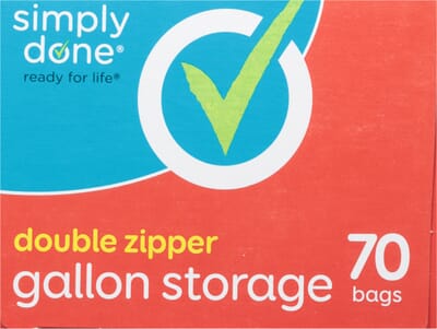 Simply Done Storage Bags, Double Zipper, Quart Size