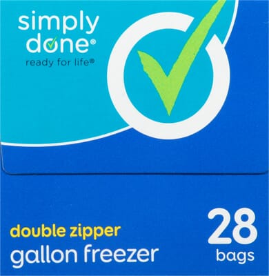 Simply Done Freezer Bags, Double Zipper, Gallon Size