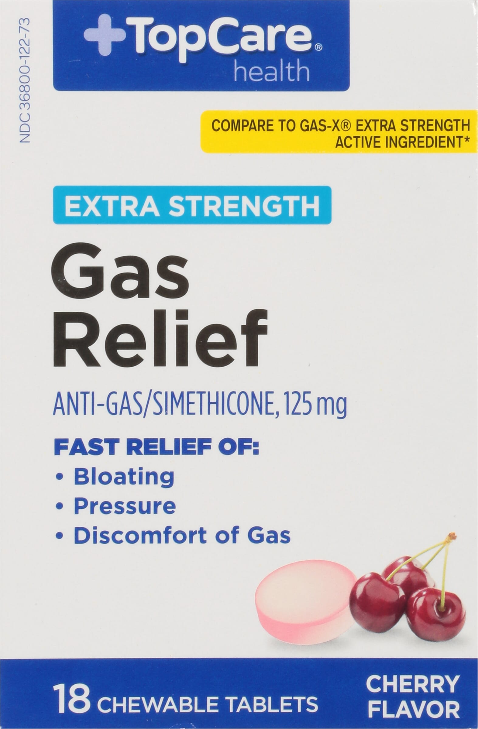 TopCare Health Extra Strength 125 mg Cherry Flavor Gas Relief 18