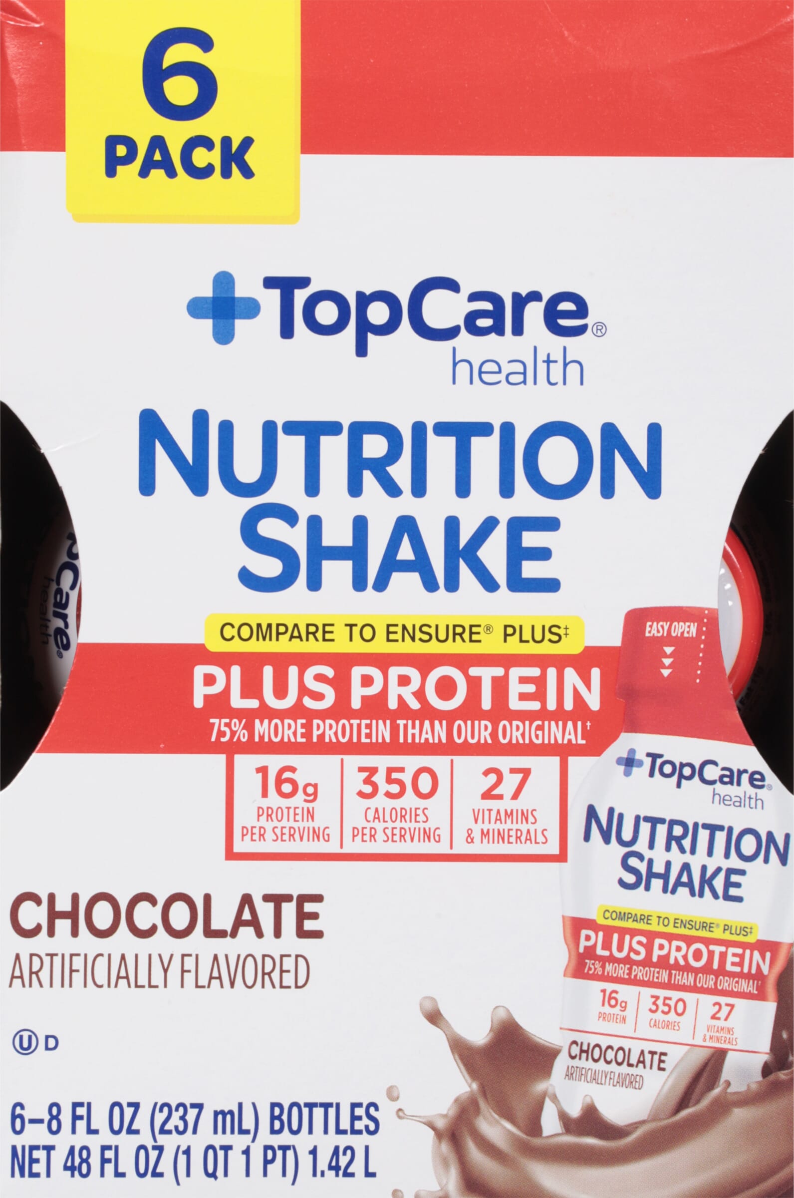 TopCare Health Chocolate Nutrition Shake Plus Protein 6 Ea