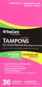 TopCare Tampons, Plastic Applicator, Regular Absorbency, Unscented