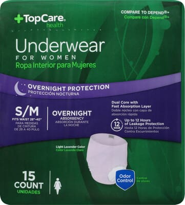 TopCare Health Small/Medium Light Lavender Color Overnight Protection  Underwear for Women 15 ea – TopCare