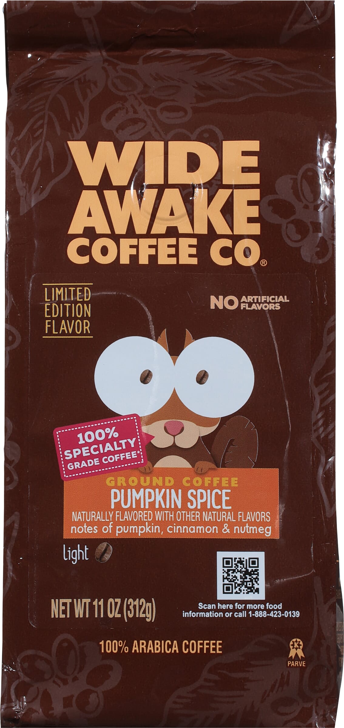 Wide Awake Coffee Co. Light Ground Pumpkin Spice Coffee 11 Oz
